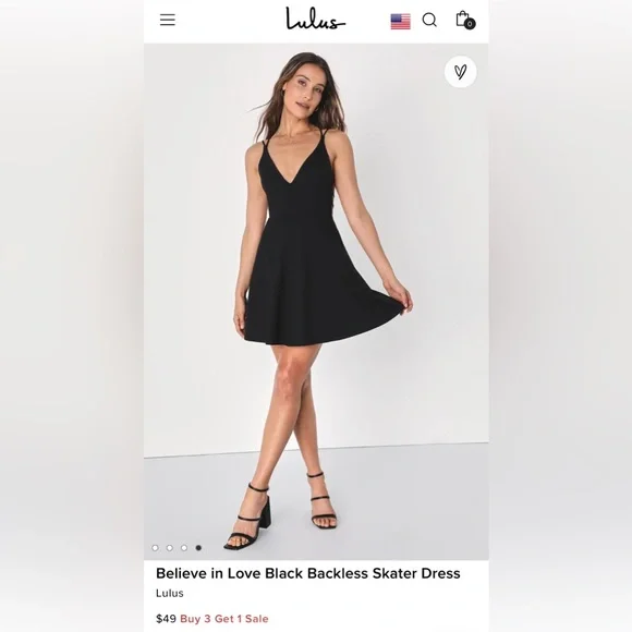 Black Backless Skater Dress | Womens | Small | 100% Polyester | Lulus